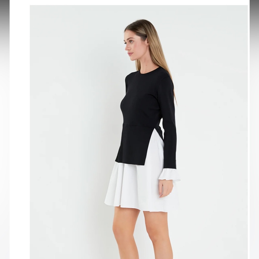 English Factory Poplin Combo Knit Dress Size M